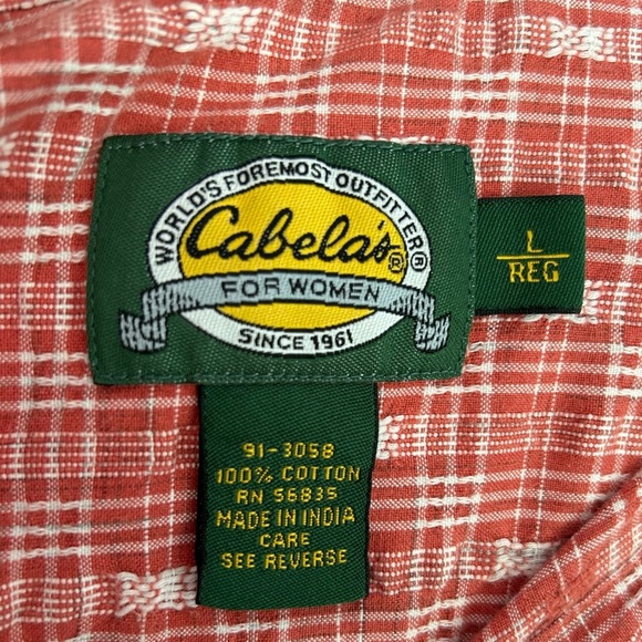 Cabelas’s Women’s Cotton Button Up Short Sleeve Shirt Size Large - Picture 2 of 5